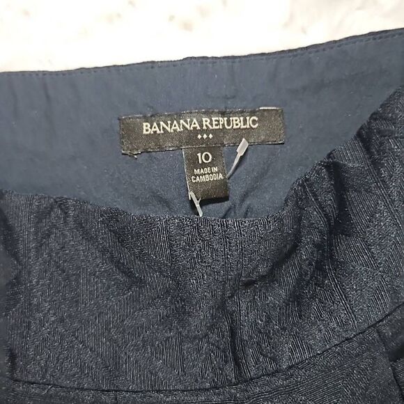 Skirt With Pockets Banana Republic Lined Mini Skirt Pleated Side Zip Dark Blue S - Picture 2 of 9